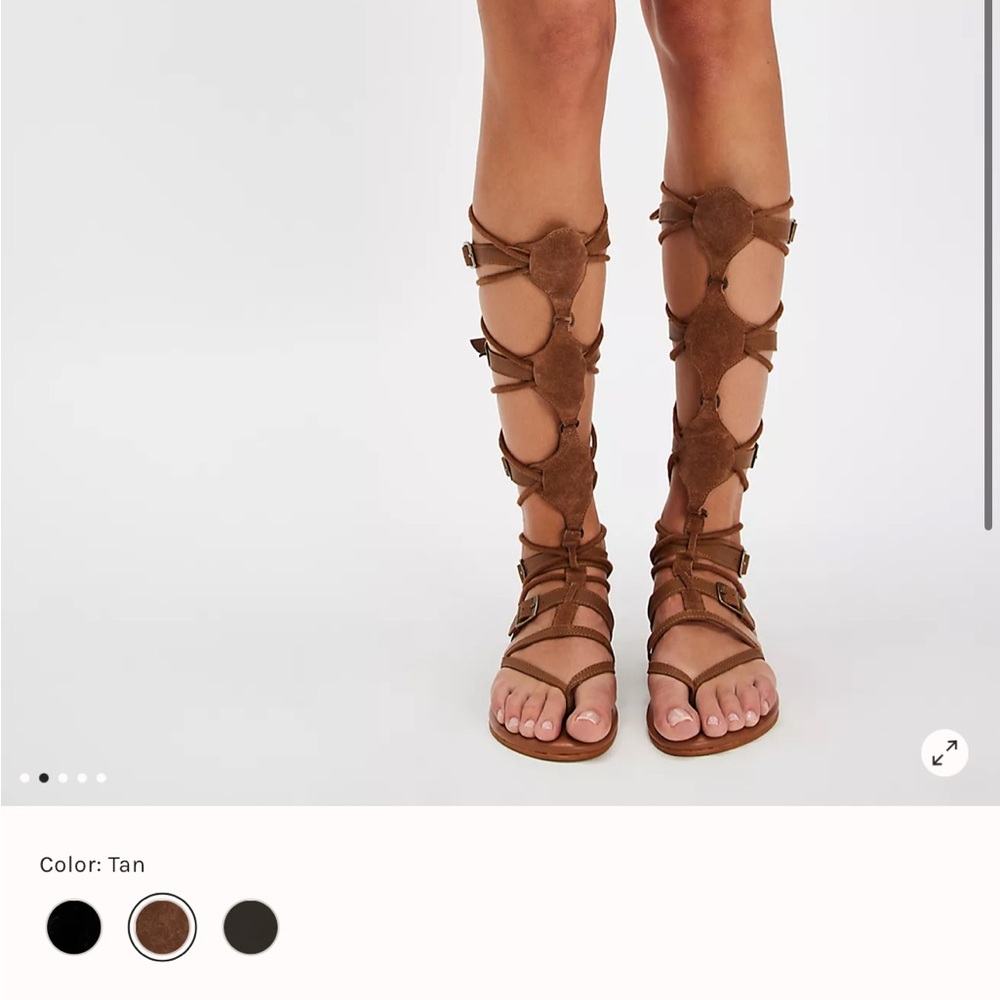 Free People Knee-High Gladiator Sandals in Tan